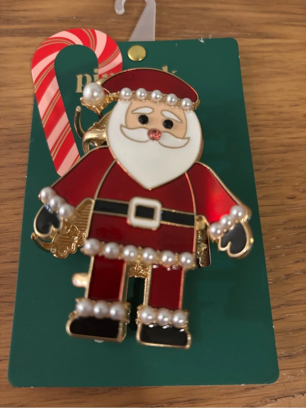 Piper K Santa Claus metal claw hair clip with pearl embellishments New